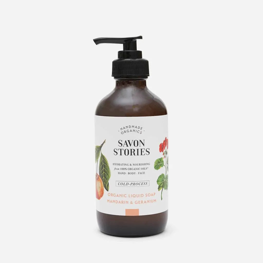 SAVON LIQUIDE BIO MANDARINE ET GÉRANIUM - Savon Stories