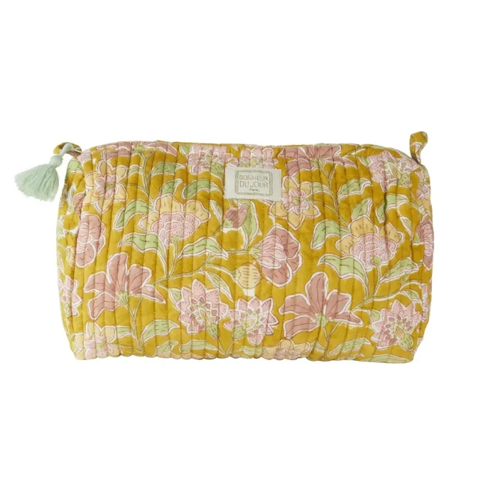 TROUSSE DE TOILETTE MATELASSÉE INDIRA BOHEMIAN SAFRAN - Bonheur du Jour