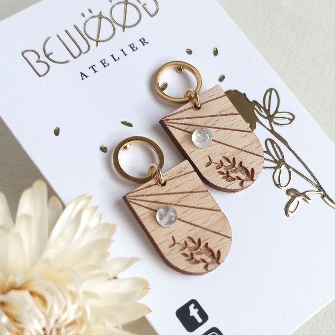 BOUCLES D'OREILLES EN BOIS FAIT MAIN AUBE - Bewööd