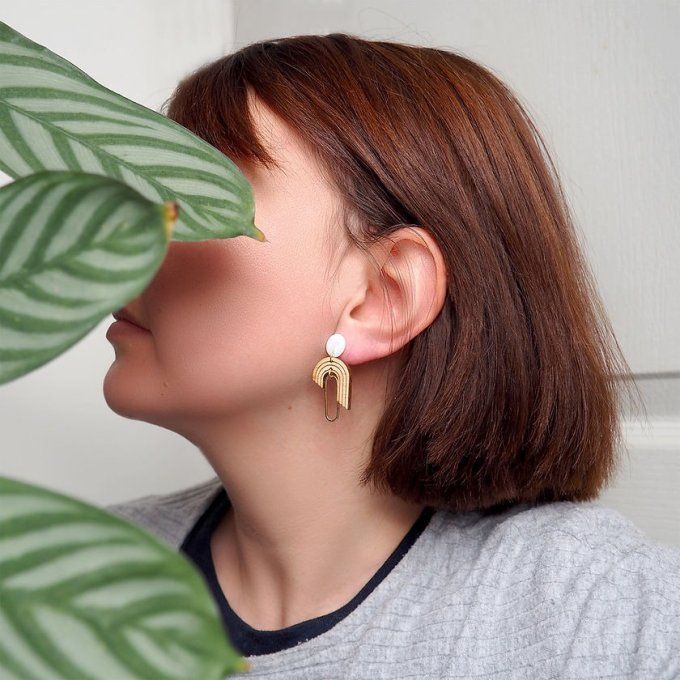 BOUCLES D'OREILLES EN BOIS FAIT MAIN AZURINE - Bewööd