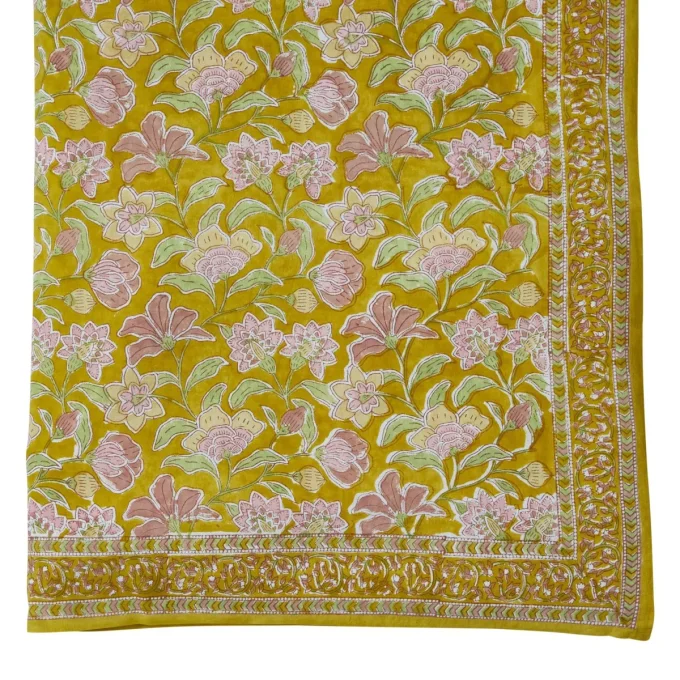 NAPPE IMPRIMÉ FLEURS INDIENNE BOHEMIAN SAFRAN - Bonheur du Jour