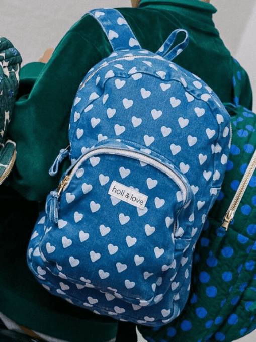 SAC À DOS ENFANT COEURS DENIM - Holi and Love